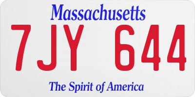 MA license plate 7JY644