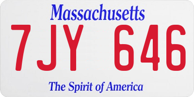 MA license plate 7JY646