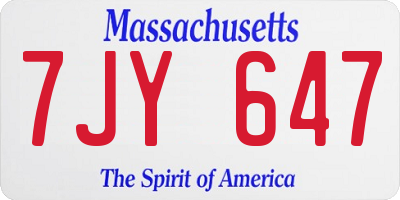 MA license plate 7JY647