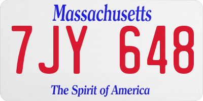 MA license plate 7JY648