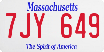 MA license plate 7JY649