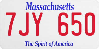 MA license plate 7JY650