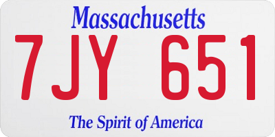 MA license plate 7JY651