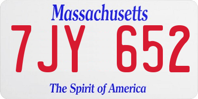 MA license plate 7JY652