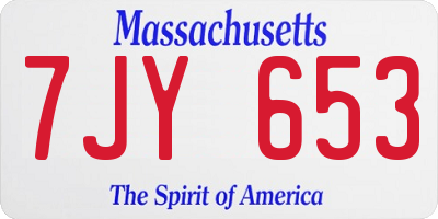 MA license plate 7JY653