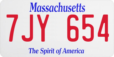 MA license plate 7JY654