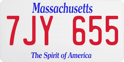 MA license plate 7JY655
