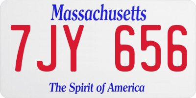 MA license plate 7JY656