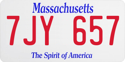 MA license plate 7JY657
