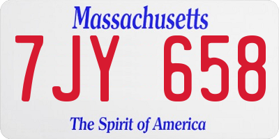 MA license plate 7JY658