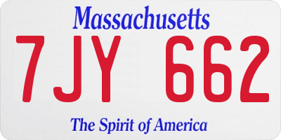 MA license plate 7JY662