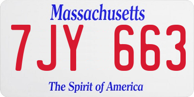 MA license plate 7JY663