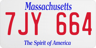 MA license plate 7JY664