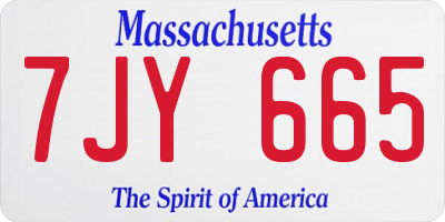 MA license plate 7JY665