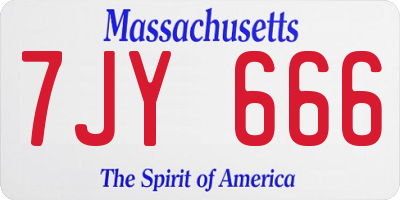 MA license plate 7JY666