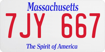 MA license plate 7JY667