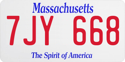 MA license plate 7JY668