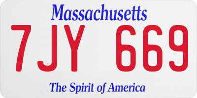 MA license plate 7JY669
