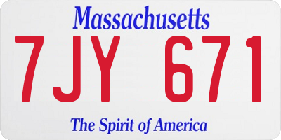 MA license plate 7JY671