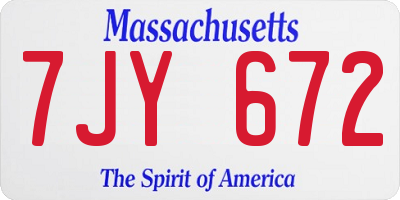 MA license plate 7JY672