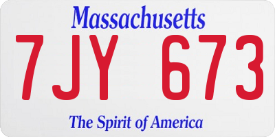MA license plate 7JY673