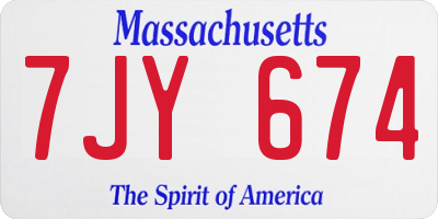 MA license plate 7JY674