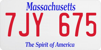 MA license plate 7JY675