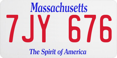 MA license plate 7JY676