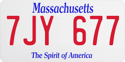MA license plate 7JY677