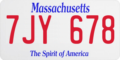 MA license plate 7JY678