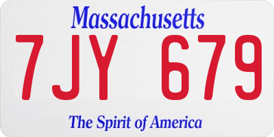 MA license plate 7JY679