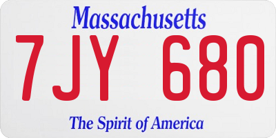 MA license plate 7JY680
