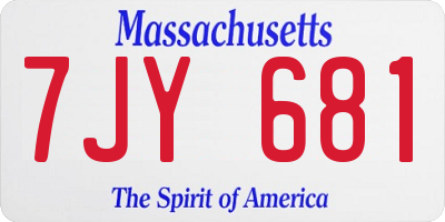MA license plate 7JY681