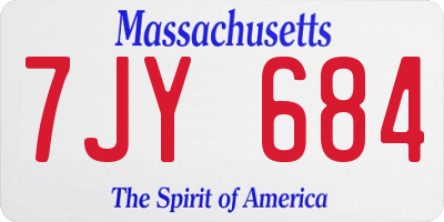 MA license plate 7JY684