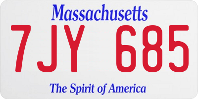 MA license plate 7JY685