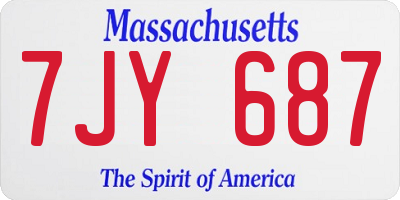 MA license plate 7JY687