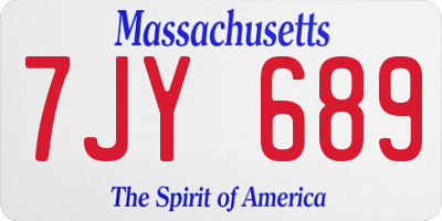 MA license plate 7JY689