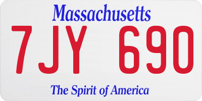 MA license plate 7JY690