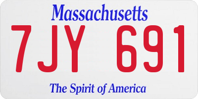 MA license plate 7JY691