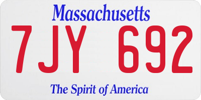 MA license plate 7JY692