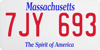 MA license plate 7JY693