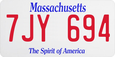 MA license plate 7JY694