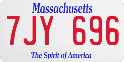 MA license plate 7JY696