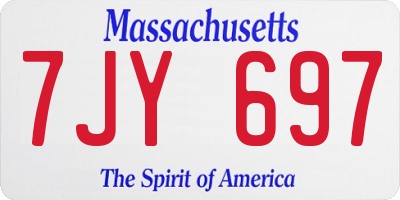 MA license plate 7JY697