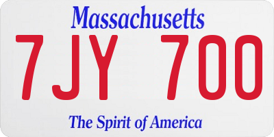 MA license plate 7JY700