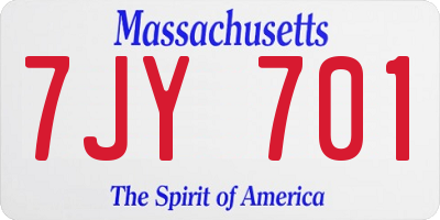 MA license plate 7JY701