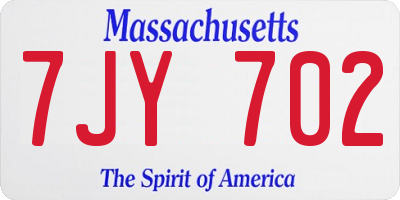 MA license plate 7JY702