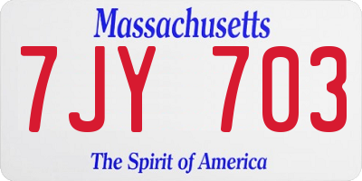 MA license plate 7JY703