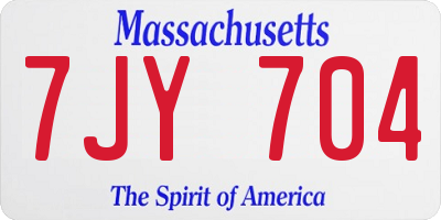 MA license plate 7JY704