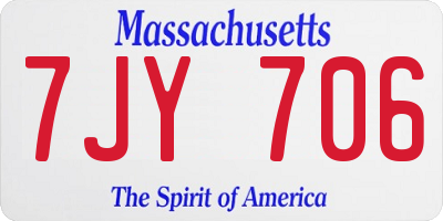 MA license plate 7JY706